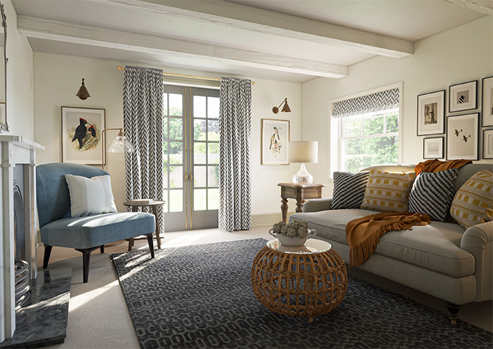 Chevron Stripe, Charcoal - Made to Measure Curtains - Image 8